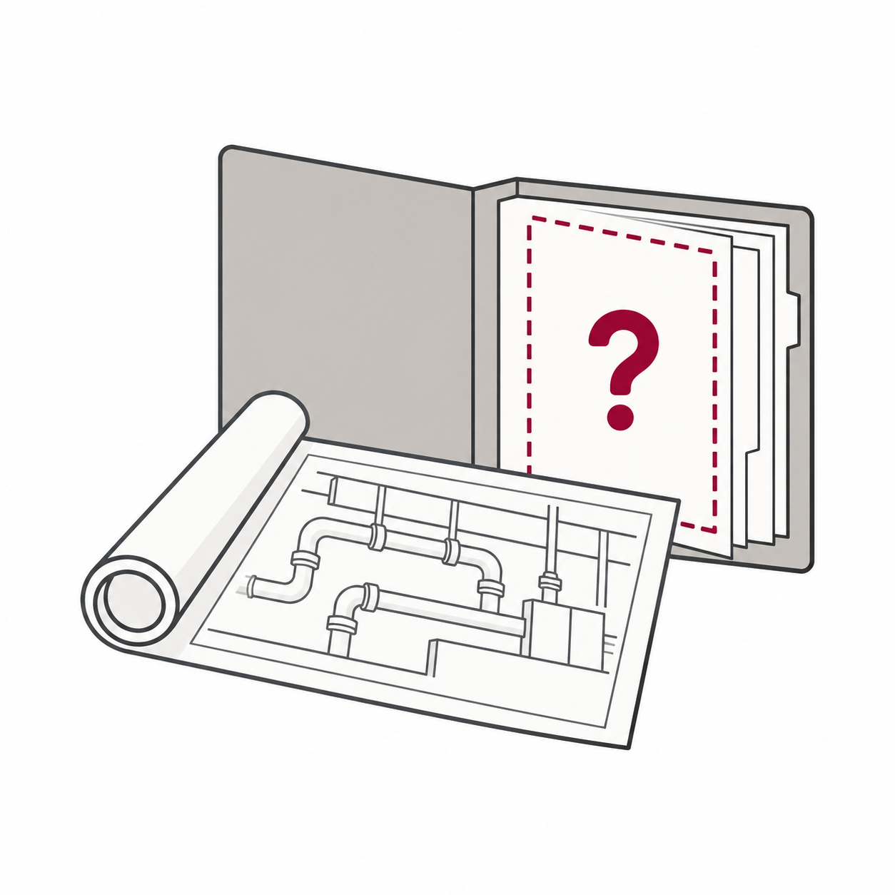 竣工図面の紛失を表すイラスト